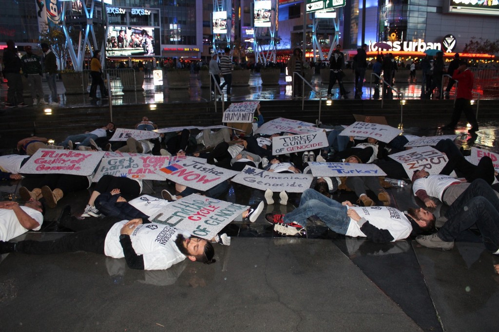 AYF Western United States Members organizing a sudden die in at Staples Center in Los Angeles
